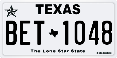 TX license plate BET1048