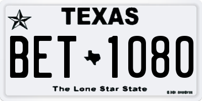 TX license plate BET1080