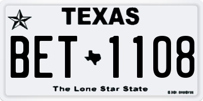 TX license plate BET1108