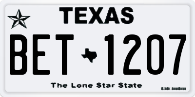 TX license plate BET1207