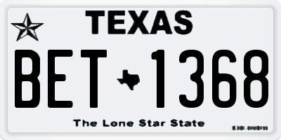 TX license plate BET1368