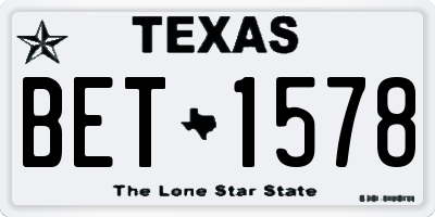 TX license plate BET1578