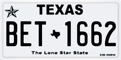 TX license plate BET1662
