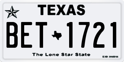 TX license plate BET1721