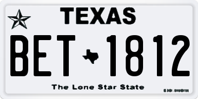 TX license plate BET1812