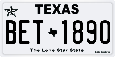 TX license plate BET1890