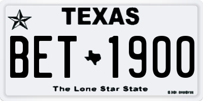 TX license plate BET1900
