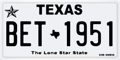 TX license plate BET1951