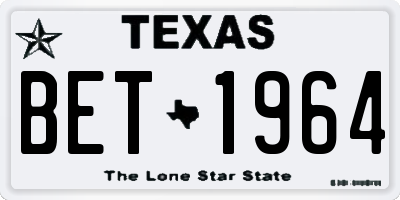 TX license plate BET1964