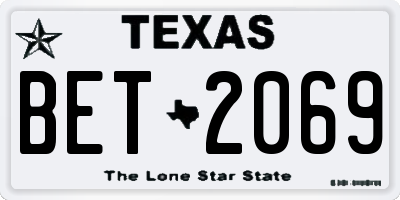 TX license plate BET2069