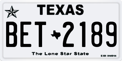 TX license plate BET2189