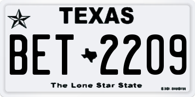 TX license plate BET2209