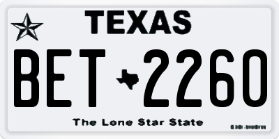 TX license plate BET2260