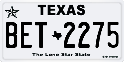 TX license plate BET2275