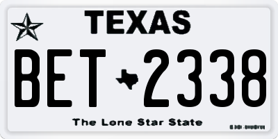 TX license plate BET2338