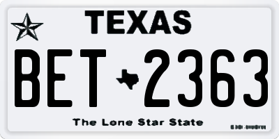 TX license plate BET2363