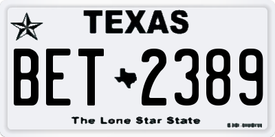TX license plate BET2389
