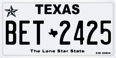 TX license plate BET2425