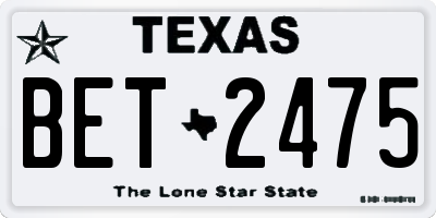 TX license plate BET2475