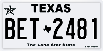 TX license plate BET2481