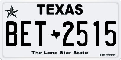 TX license plate BET2515
