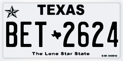 TX license plate BET2624