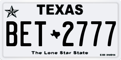 TX license plate BET2777