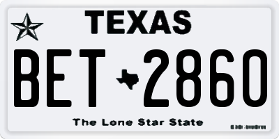 TX license plate BET2860