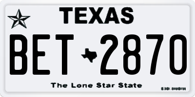 TX license plate BET2870