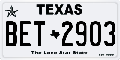 TX license plate BET2903