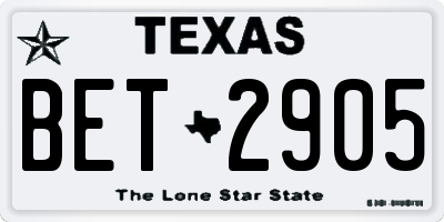 TX license plate BET2905