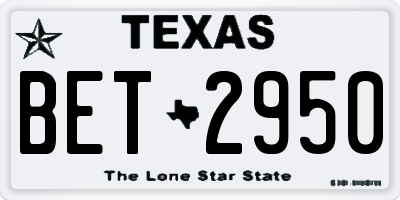 TX license plate BET2950
