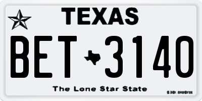 TX license plate BET3140
