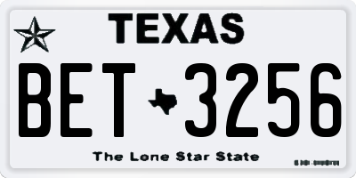 TX license plate BET3256