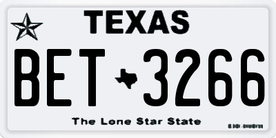 TX license plate BET3266