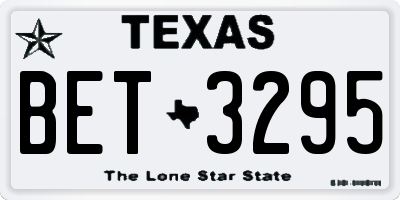 TX license plate BET3295