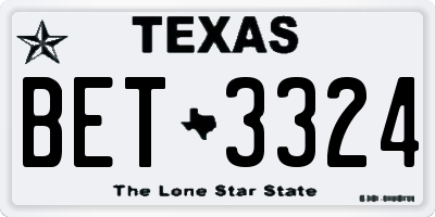 TX license plate BET3324