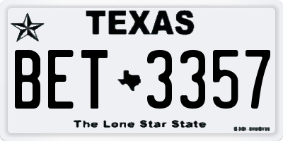 TX license plate BET3357
