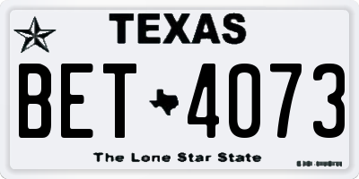 TX license plate BET4073