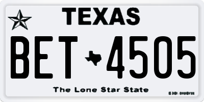 TX license plate BET4505