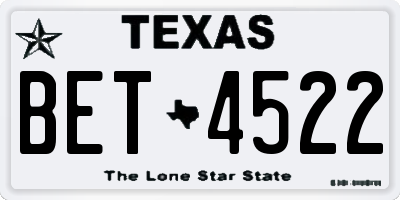 TX license plate BET4522