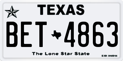 TX license plate BET4863