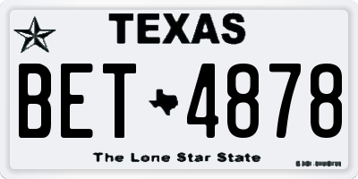 TX license plate BET4878