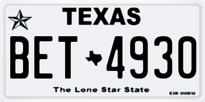 TX license plate BET4930