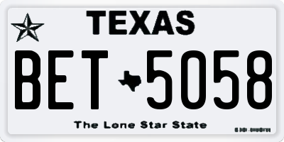 TX license plate BET5058