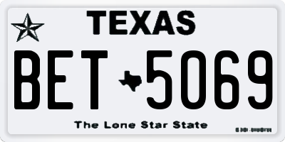 TX license plate BET5069