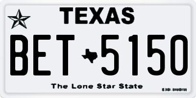 TX license plate BET5150