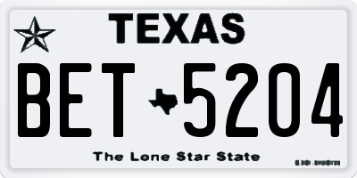 TX license plate BET5204