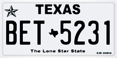 TX license plate BET5231