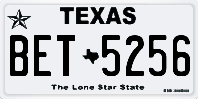 TX license plate BET5256